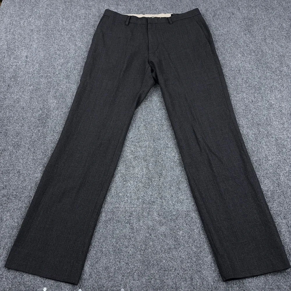 Banana Republic Dress Pants Mens 33x32 Grey Tailored Slim Fit Stretch Wool Blend